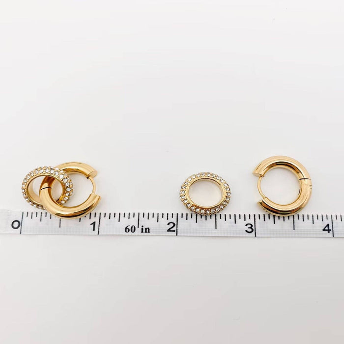 18K Gold Plated Inlaid Cubic Zirconia Circular Huggie - FGS