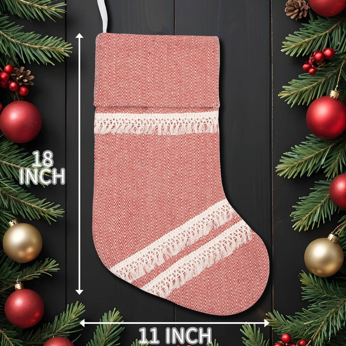 Red Tassel Bohemian Christmas Stockings