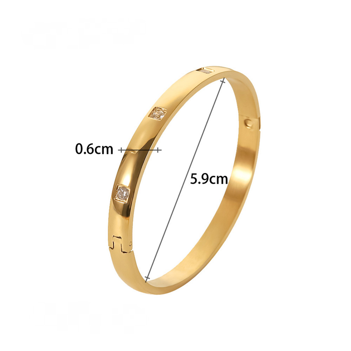 Multi Style 18K Gold Plated Stainless Steel Cuff Bangles-FGS