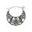 Vintage Flower Silver Hoop Earrings