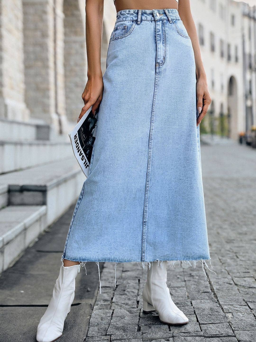maxi skirt coated denim midi skirt