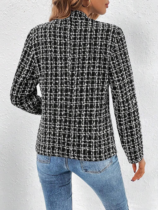 Tweed Plaid Button-Up Jacket – Fall/Winter Outerwear
