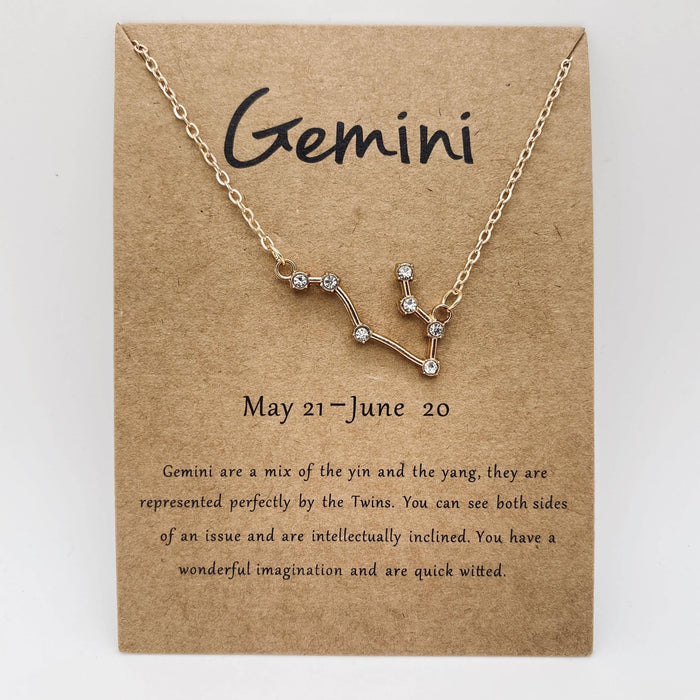 12 Constellations Necklace Inlaid with Rhinestone