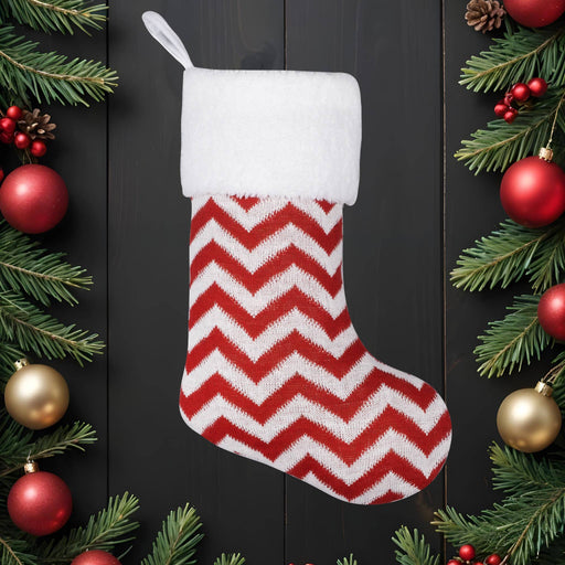 Classic Polka Dot & Striped Knit Christmas Stockings