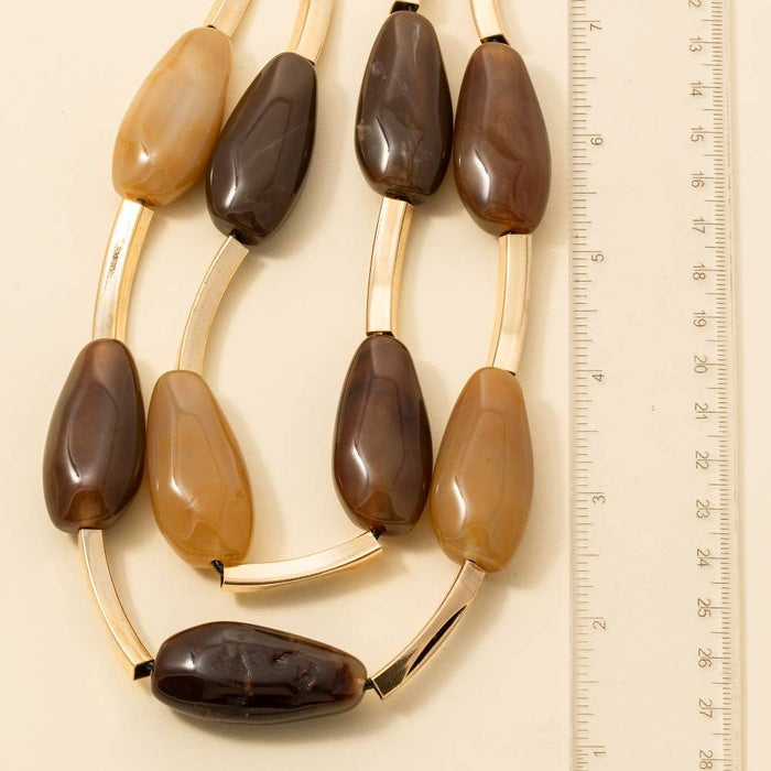 Large Stone Layered Resin Necklace