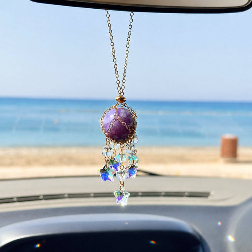 Crystal Car Suncatcher – Rear View Mirror Rainbow Charm