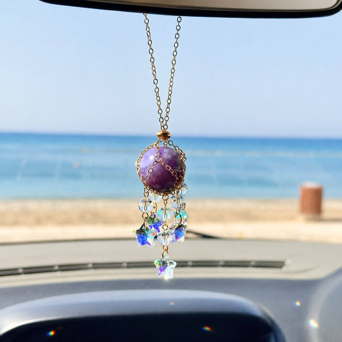 Crystal Car Suncatcher – Rear View Mirror Rainbow Charm