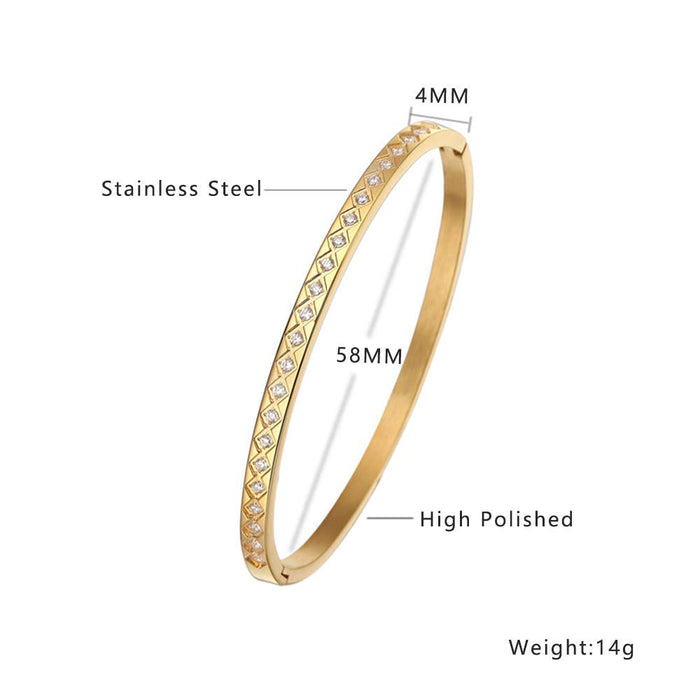 Multi Style 18K Gold Plated Stainless Steel Cuff Bangles-FGS
