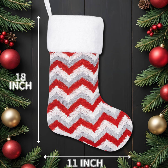 Classic Polka Dot & Striped Knit Christmas Stockings
