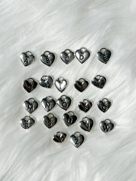 Initial Silver Heart Charm