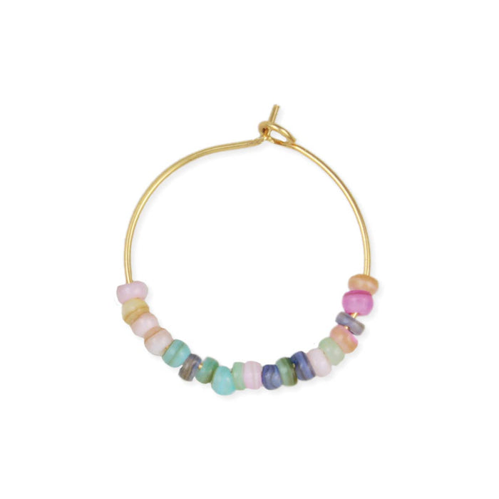 Beach Days Multi Bead Gold Hoop Earrings