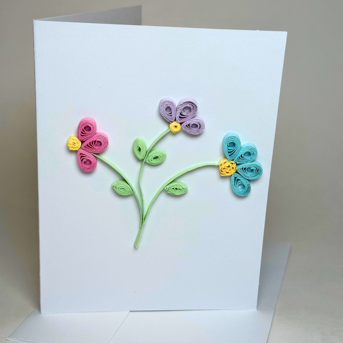 Spring Flower Blossom Pastel Paper Quilled Greeting Card