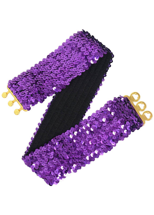 Women Glitter Sequin Belts Stretchy Sparkly Cinch Belt Disco