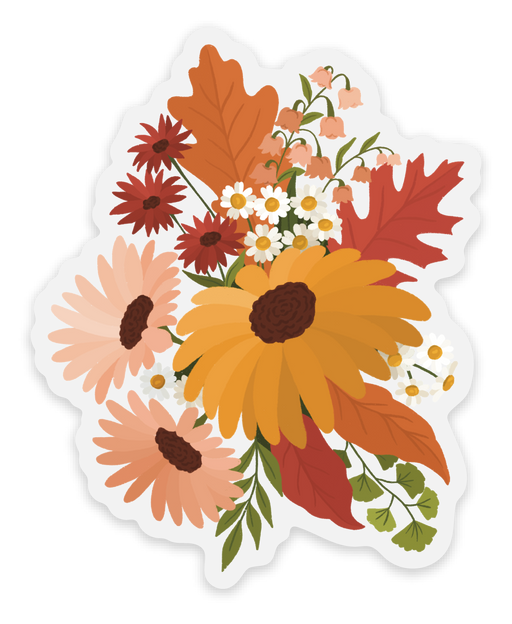 Clear Fall Foliage Bouquet Sticker 2.4x3in