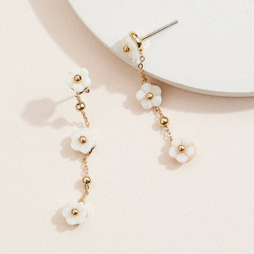 Mother of Pearl Floral Chain Drop Earrings
