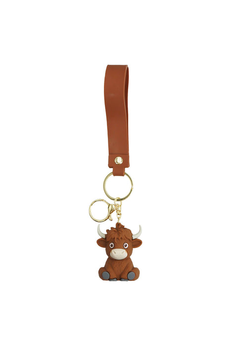 Cute Baby Highland Cow 3D Charm Lanyard Key Chain