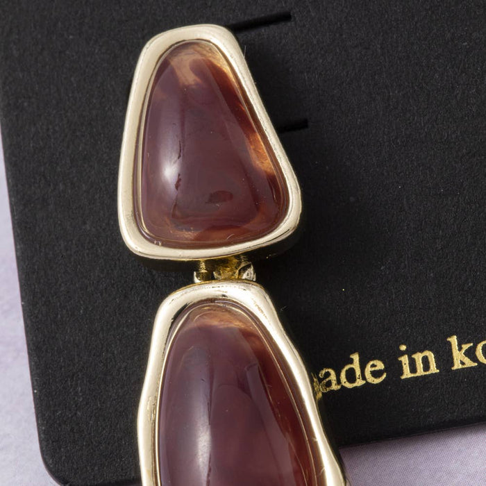 Marbled Cabochon Double Drop Earrings