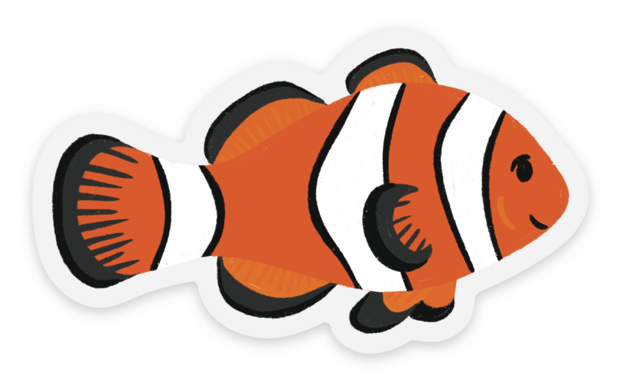 Clear Clownfish Sticker 2.8×1.64in