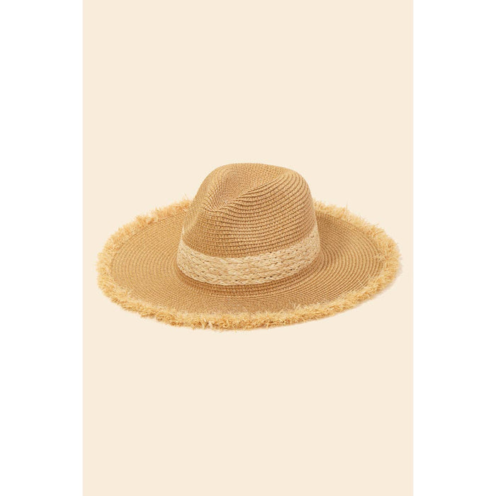 Straw Braided Fringe Fedora Hat