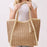 Two Tone Woven Straw Tote Bag