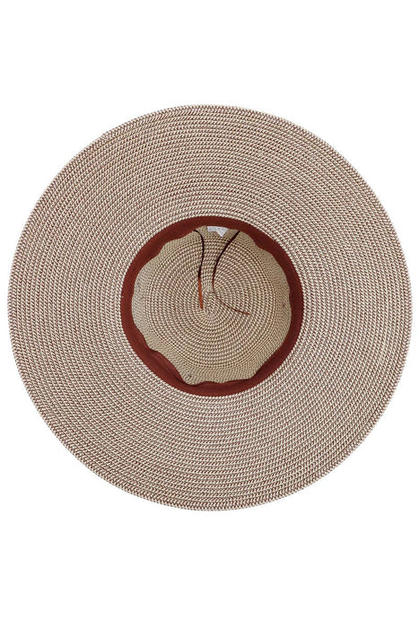 Mixed Grain Straw Satin Ribbon Wide Floppy Sun Hat