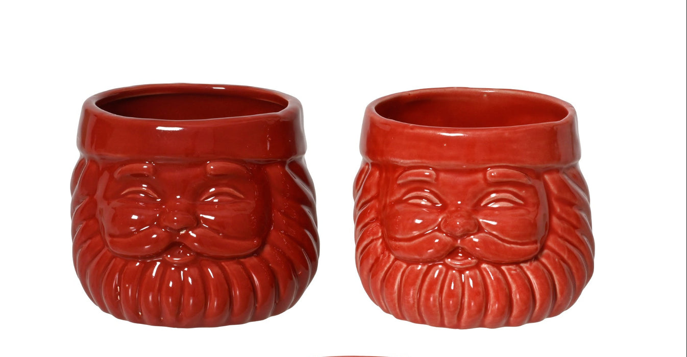 Pot Santa Face Red Small