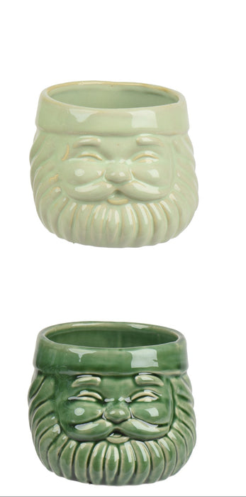 Pot Santa Face Green Small