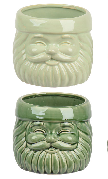 Pot Santa Face Green Large