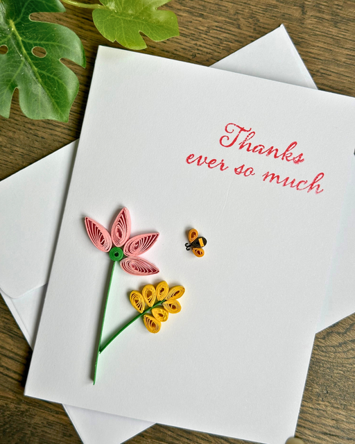 Thank You Cards, Quilled Flower Handmade Unique Cards