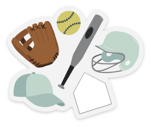 Softball Illustrations Sticker 3x3"
