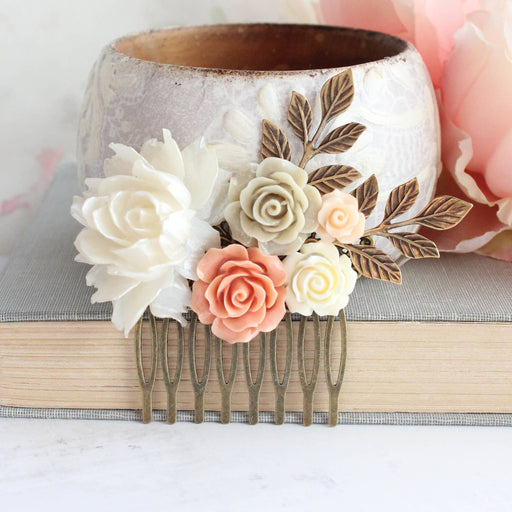 Flower Hair Comb | Vintage Style | Shimmering Ivory