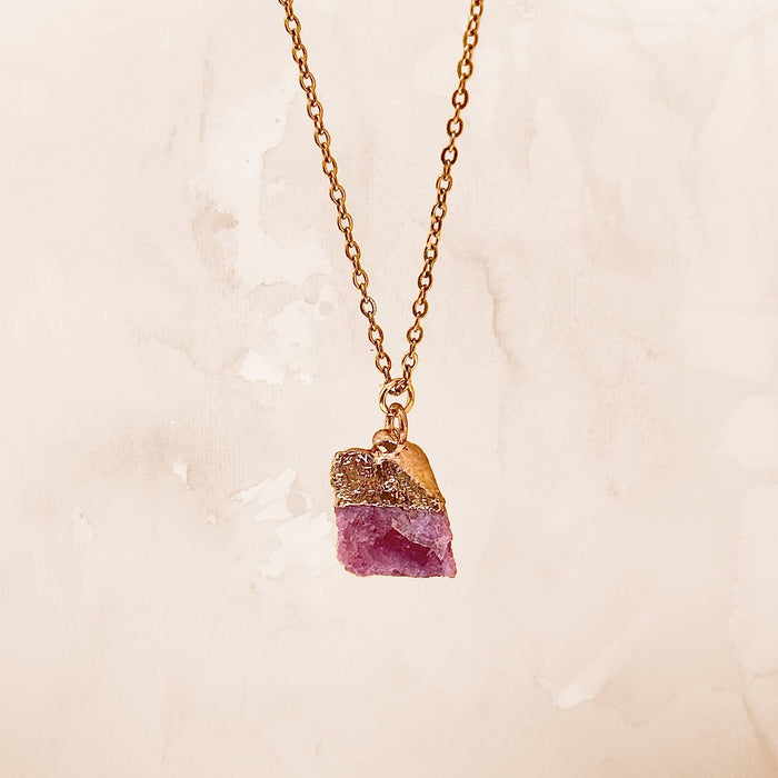 Raw Crystal Necklace - Stainless Steel Spiritual Gift