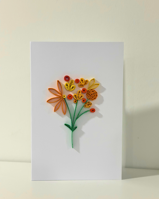 Quilled Bouquet Greeting Card, Handmade Flowers