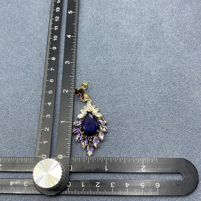 Sparkling Purple Glass Rhinestone Vintage Dangle Earrings