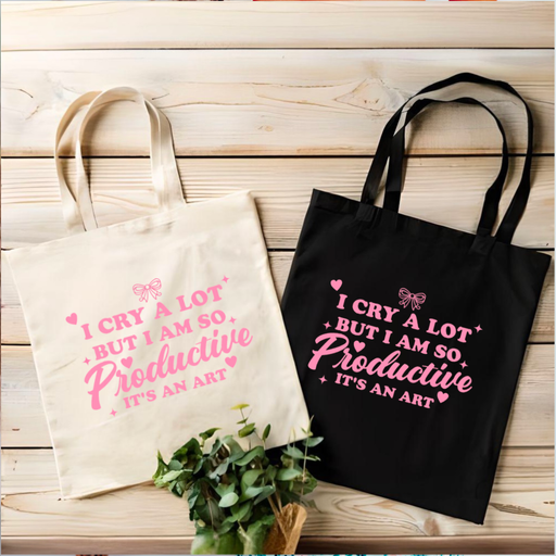 I Cry a lot Productive Tote Bag | Taylor Swift | Pink