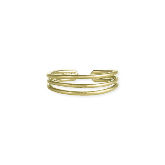 Gold 3 Band Adjustable Toe Ring