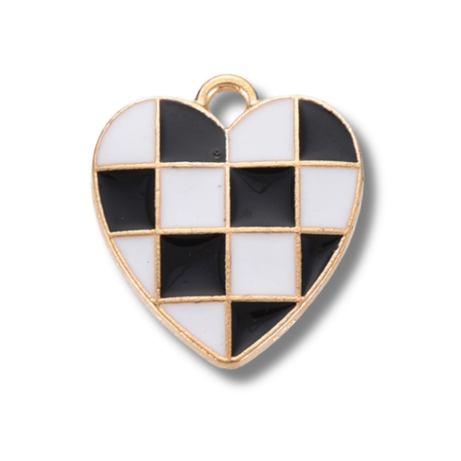 Heart Checkered Gold Charm