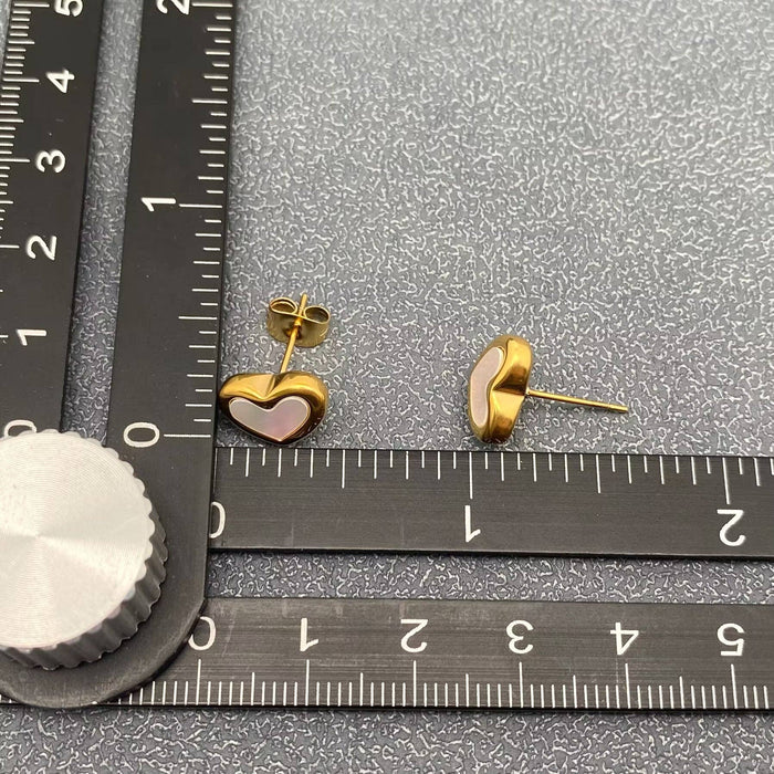 Shell Heart 18K Gold Plated Stainless Steel Ear Studs - FGS