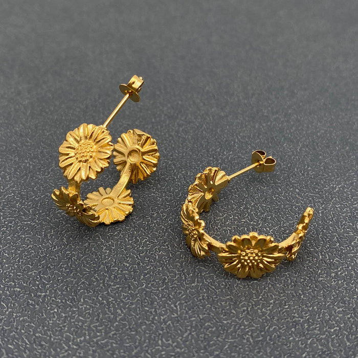 FGS - Daisy 18K Gold Plated Stainless Steel Hoop Earrings