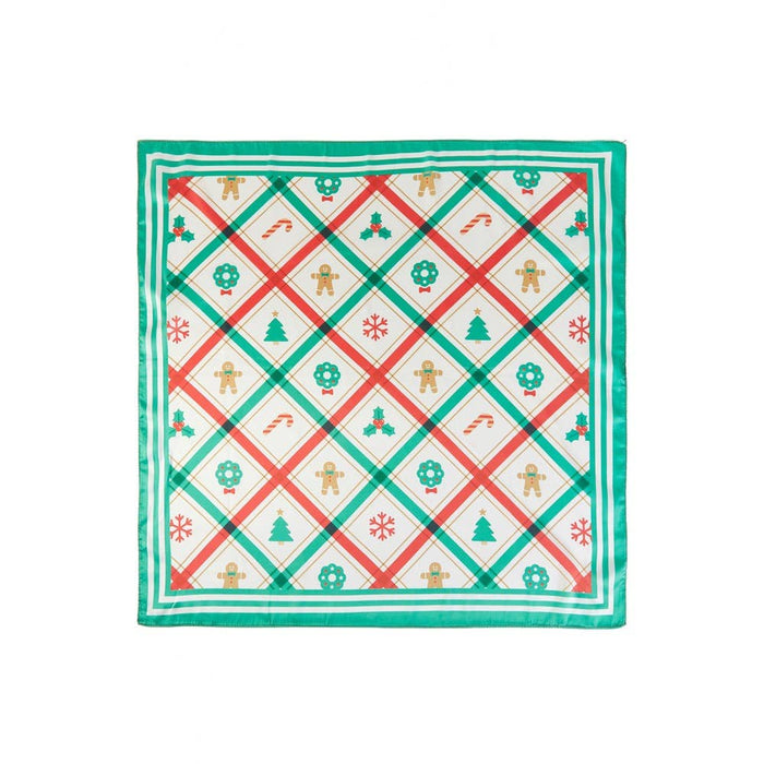 Gingerbread Plaid Christmas Square Scarf