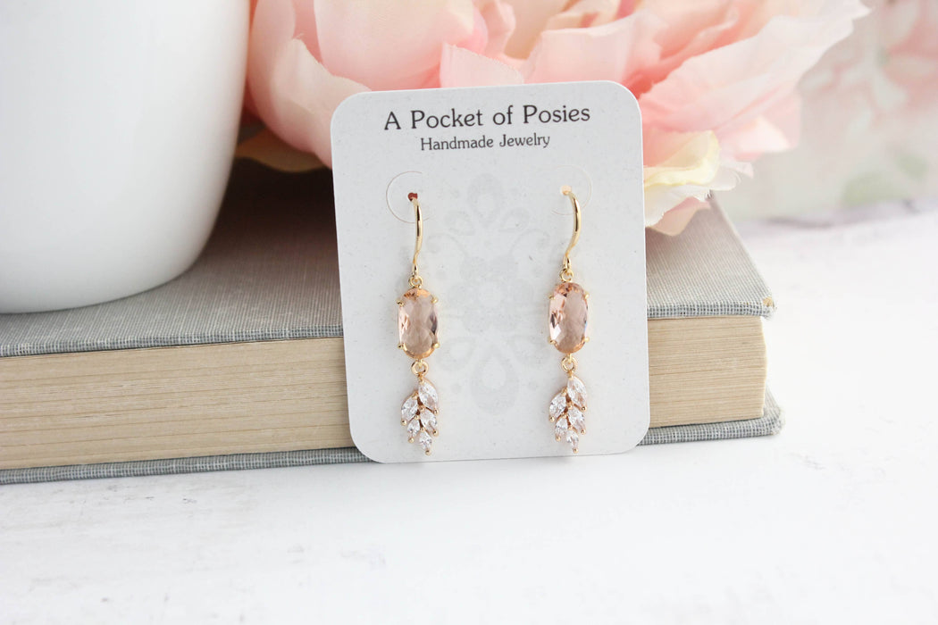 Sparkling Crystal Earrings | Leaf Earring