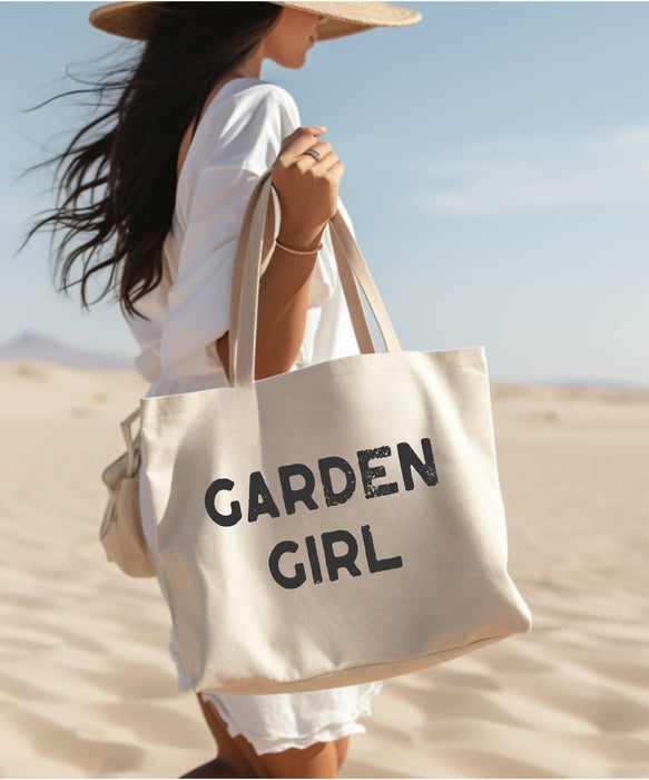 Minimalist Canvas Tote Bag Garden Girl Tote Bag