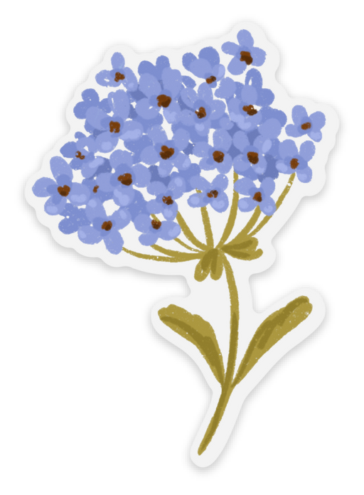Periwinkle Hydrangea Sticker 2.1x3in