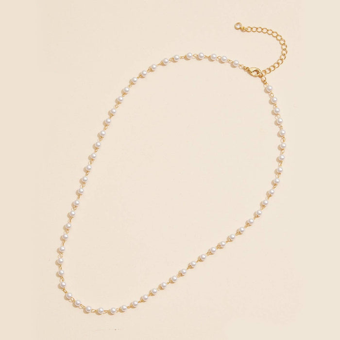 3mm Classic Pearl Link 18K Gold Dipped Necklace