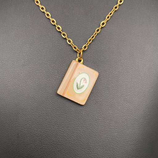 Enamel Book 18K Golden S.Steel Necklace