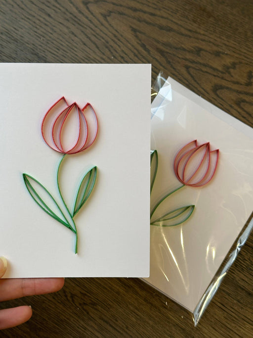 3D Quilled Tulip Card, Handcrafted paper Floral Greetings