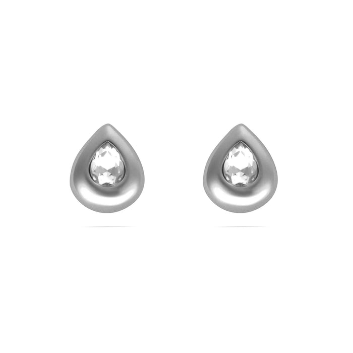 18K Gold Stainless Steel Clear Stone Tear Drop Stud Earrings