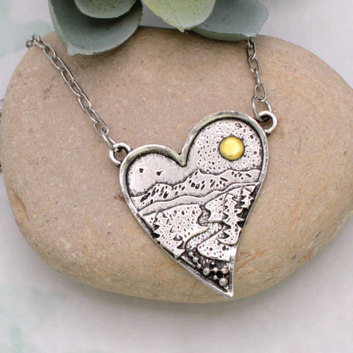 Love the Outdoors Heart Silver Necklace