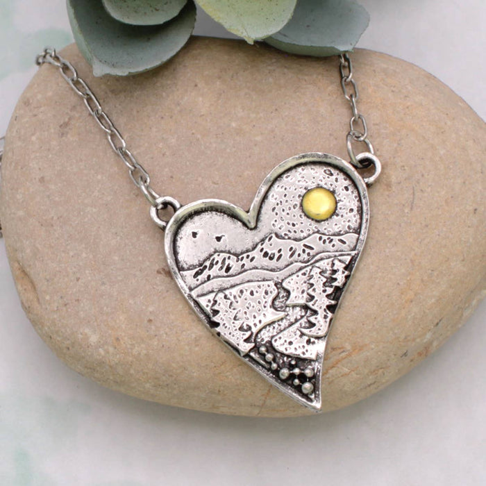 Love the Outdoors Heart Silver Necklace