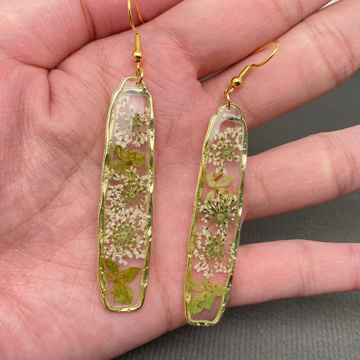 Queen Anne's Lace Dried Flowers Dangle Earrings